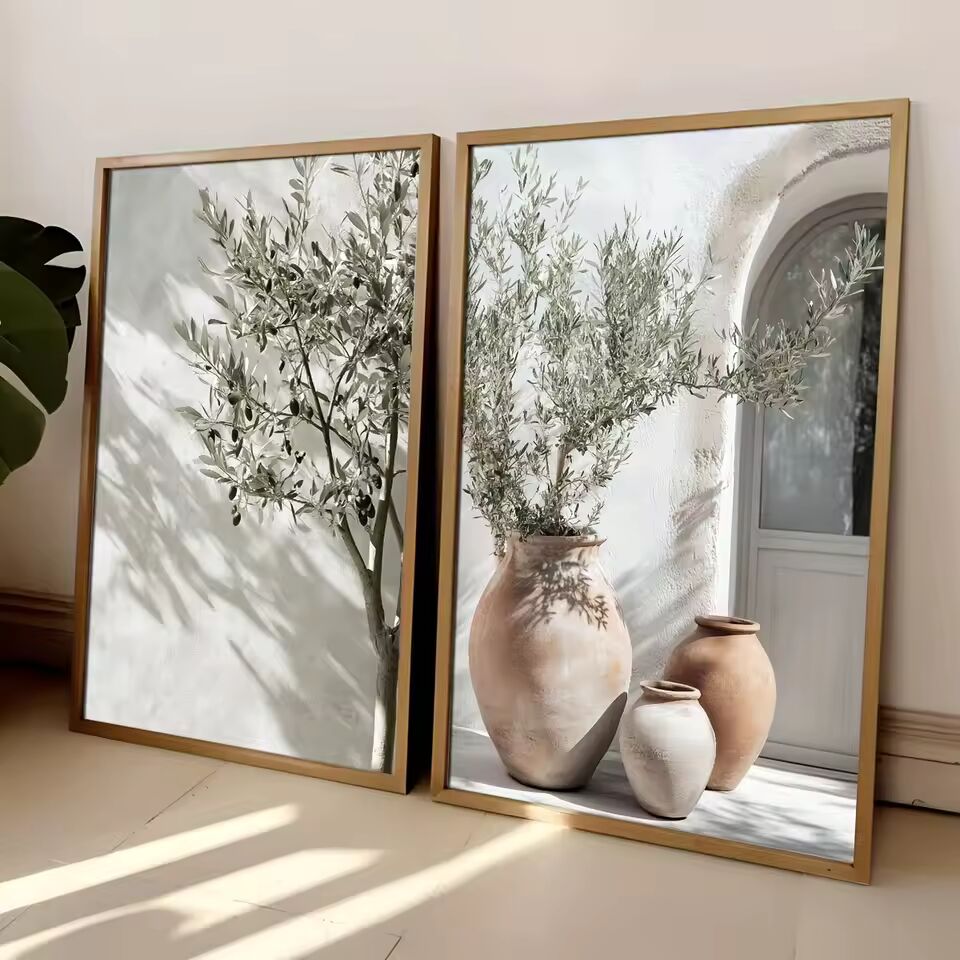 2pcs Tree Vase Wall Art Poster Mediterranean Plant Landscape Art Countryside Simple Scenery Decoration Frameless