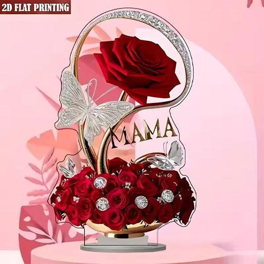 2D Flat Rose Acrylic Ornament Rose Gift Pendant Birthday Gift Mother's Day Anniversary Decoration Table Filial Child To Mother