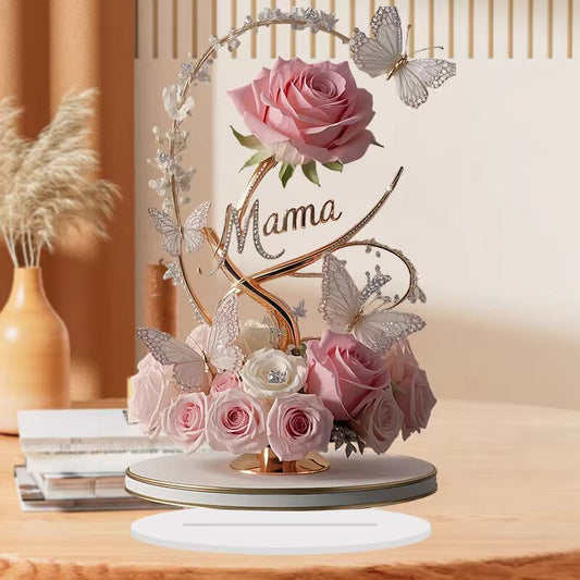 2D Flat Rose Acrylic Ornament Rose Gift Pendant Birthday Gift Mother's Day Anniversary Decoration Table Filial Child To Mother